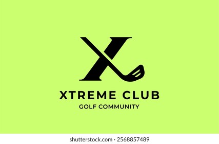 Monogram logo design initial X and Golf. Golf ball, golf stick and sport typography concept. Club and community template design. Club and community template design.