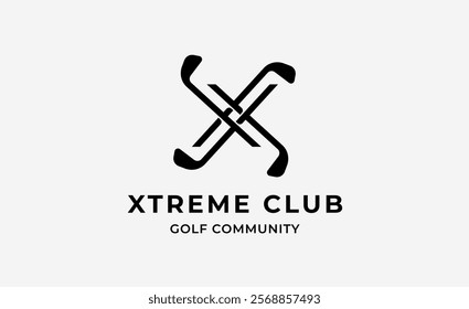 Monogram logo design initial X and Golf. Golf ball, golf stick and sport typography concept. Club and community template design. Club and community template design.