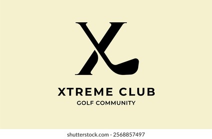 Monogram logo design initial X and Golf. Golf ball, golf stick and sport typography concept. Club and community template design. Club and community template design.