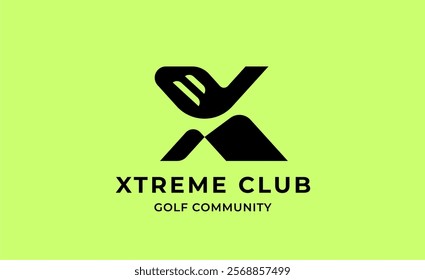 Monogram logo design initial X and Golf. Golf ball, golf stick and sport typography concept. Club and community template design. Club and community template design.