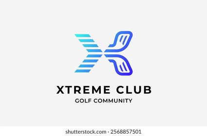 Monogram logo design initial X and Golf. Golf ball, golf stick and sport typography concept. Club and community template design. Club and community template design.