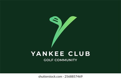 Monogram logo design initial Y and Golf. Golf ball, golf stick and sport typography concept. Club and community template design. Club and community template design.