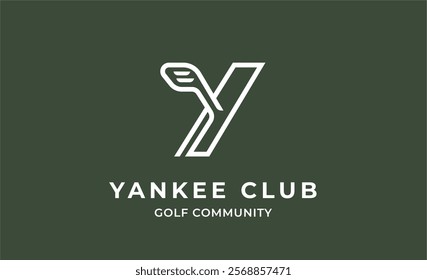 Monogram logo design initial Y and Golf. Golf ball, golf stick and sport typography concept. Club and community template design. Club and community template design.
