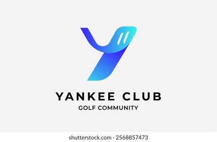 Monogram logo design initial Y and Golf. Golf ball, golf stick and sport typography concept. Club and community template design. Club and community template design.