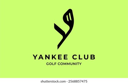 Monogram logo design initial Y and Golf. Golf ball, golf stick and sport typography concept. Club and community template design. Club and community template design.