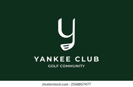 Monogram logo design initial Y and Golf. Golf ball, golf stick and sport typography concept. Club and community template design. Club and community template design.