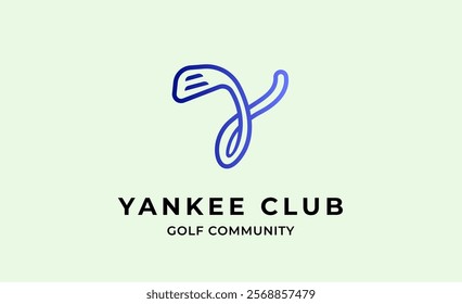 Monogram logo design initial Y and Golf. Golf ball, golf stick and sport typography concept. Club and community template design. Club and community template design.