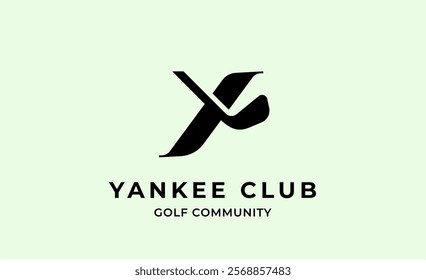 Monogram logo design initial Y and Golf. Golf ball, golf stick and sport typography concept. Club and community template design. Club and community template design.