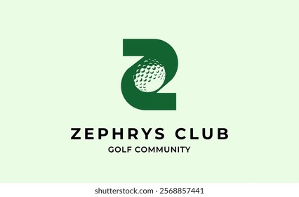 Monogram logo design initial Z and Golf. Golf ball, golf stick and sport typography concept. Club and community template design. Club and community template design.