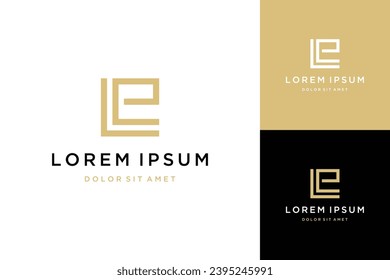 Monogramm Logo-Design oder die Buchstaben LE mit Kästchen