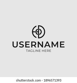 Monogram logo design with the initials of the letter HOD with a circle base shape.