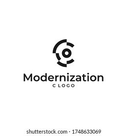 monogram logo design letter C with the concept of modernization