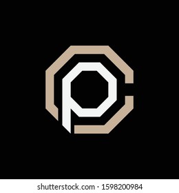 monogram logo design letter CP or PC