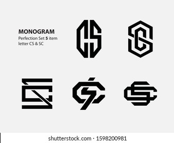 monogram logo design letter CS or SC