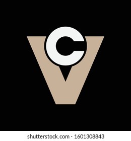 monogram logo design letter CV or VC