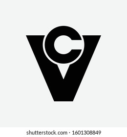 monogram logo design letter CV or VC