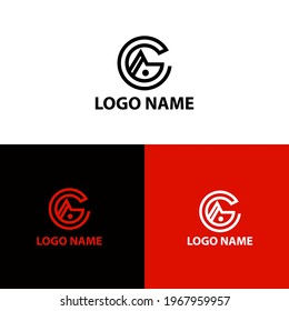 monogram logo design letter G in black and red color. designs for brands and companies.