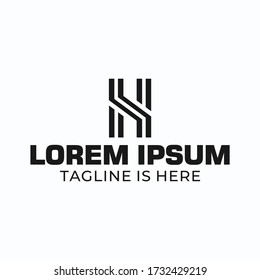 Monogram logo design letter H in black with a white background.