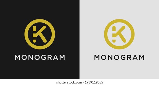 Monogram logo design letter k with creative circle concept