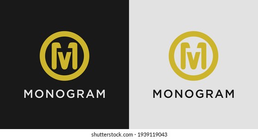 Monogram logo design letter m with creative circle concept
