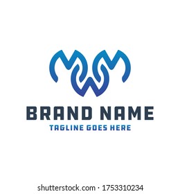 letra de diseño del logotipo de monograma MW