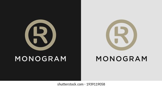 Letra de diseño del logotipo de monograma r con concepto de círculo creativo