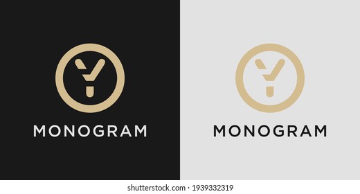Monogram logo design letter y with creative circle concept