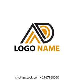 Monogramm Logo Design Buchstaben A und D in Schwarz und Orange. Entwürfe für Marken.