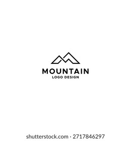 Diseño de logotipo monograma de letra M con montaña abstracta. Diseño de la ilustración de la colina, montaje. Inteligente M inicial. Letrero de arte de línea o símbolo de aventura, viajes y negocios al aire libre. M, mi icono. Identidad.
