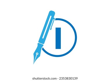 Logo-Design Rundform mit Pen-Symbol mit Buchstaben