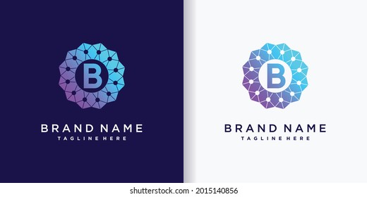 Monogram logo design technology initial letter b with creative modern concept