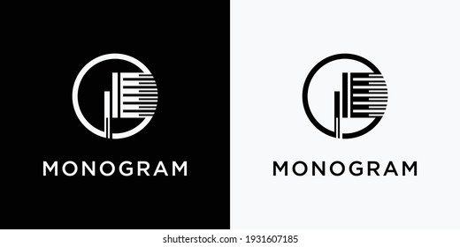 Monogram logo design template initial letter I with creative modern concept