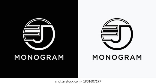 Monogram logo design template initial letter J with creative modern concept