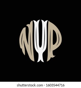 monogram logo design template letter NYP on black background