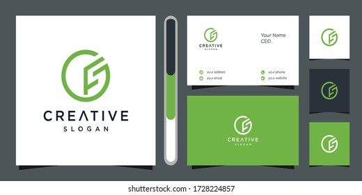vector de diseño de logotipo de monograma y tarjeta de visita