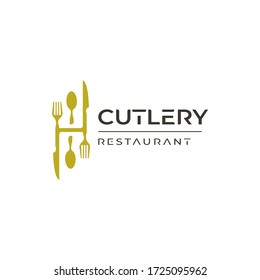 Monogram Logo Design Vector Template of Initials Letter H. Cutlery or Spoon, Fork, Knife. Food Restaurant Kitchen Premium