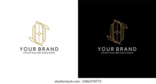 A monogram logo with a double letter l that balances leaf ornaments that form neatly gives the impression of simple, luxury, elegant and minimalist 