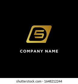 monogram logo. DS logo abstract design with golden color on black background. Suitable for company and business logo names, business cards