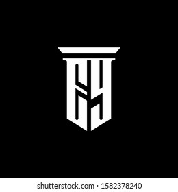 monogram logo with emblem style isolated on black background