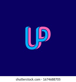 Logotipo de monograma UP en estilo de grabador