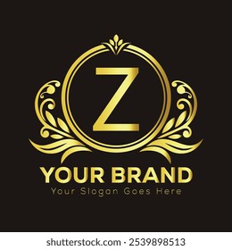 Monogram Logo Featuring an Elegant Golden Letter Z for Luxury Branding