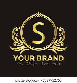 Monogram Logo Featuring an Elegant Golden Letter S for Luxury Branding

