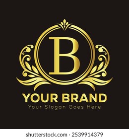 Monogram Logo Featuring an Elegant Golden Letter B for Luxury Branding

