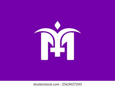 monogram logo featuring the letter M, cleverly designed to incorporate a healthy human symbol