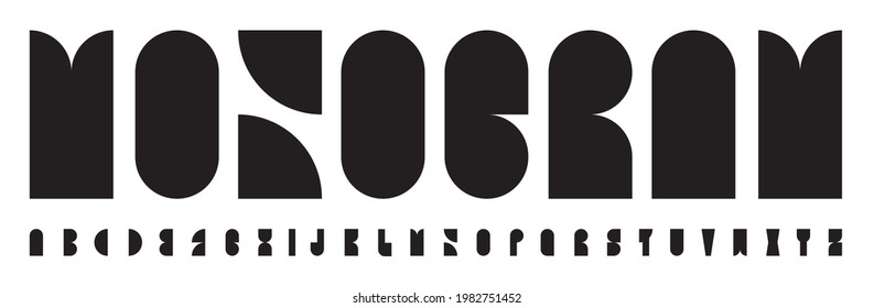 Tipo de letra del logotipo del monograma alfabeto bauhaus abstracto. Letras de teclado con forma geométrica negra para logotipo, titular, letras creativas en folletos, libro, afiche, pancarta. Diseño tipográfico vectorial monumental de altura