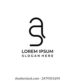 Monogram logo in the form of the letter a, logo of the letter a combined with the letter s