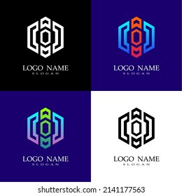 logotipo de monograma con cuatro colores
