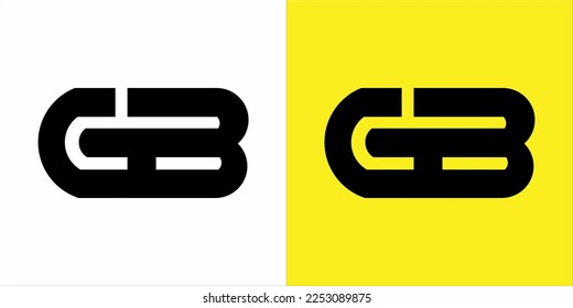 logotipo de monograma G B de color negro y fondo blanco y amarillo elegante