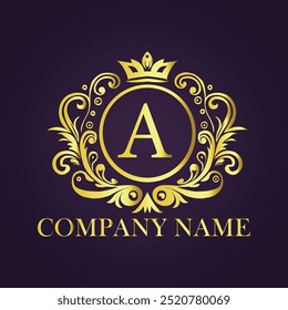 
Logotipo monográfico com letra dourada A

