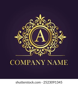 Monogram logo with golden letter A

